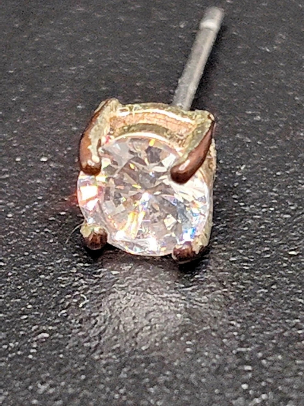 Gold-Tone Clear Stone Stud Earring SINGLE ONE